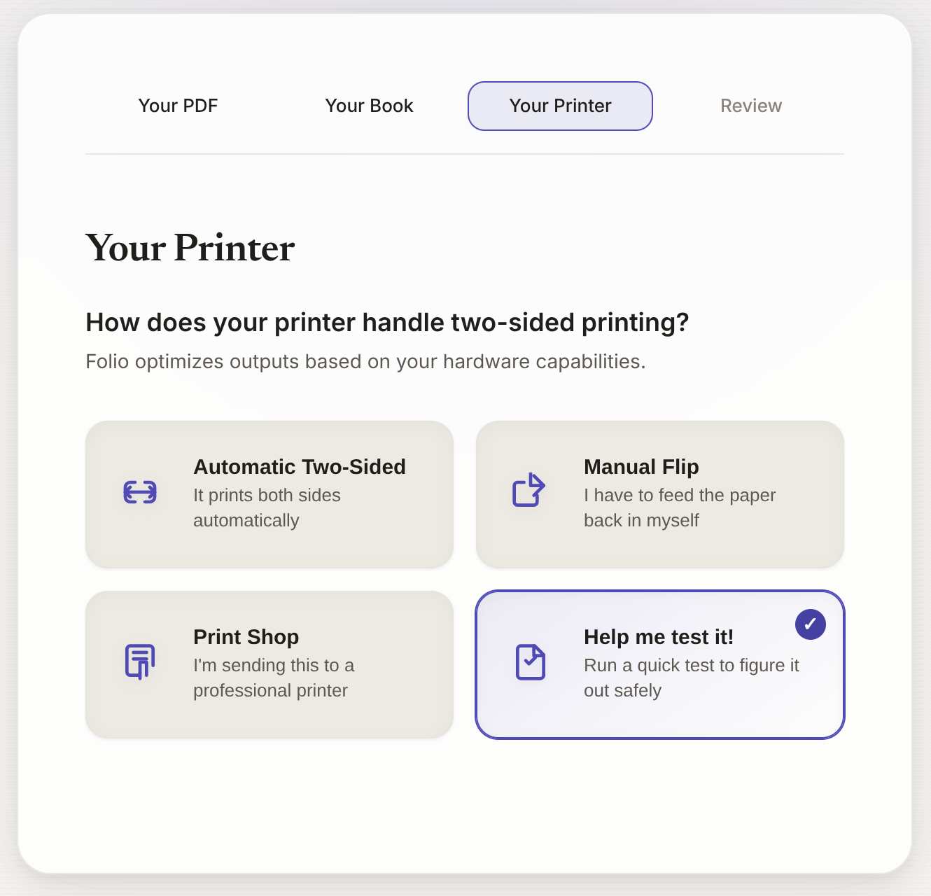 Choose your printer type