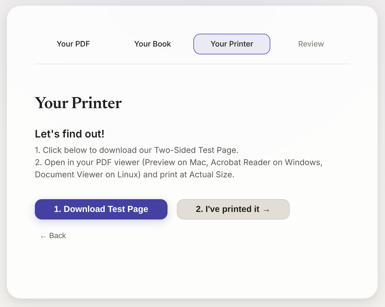 Download and print the test page