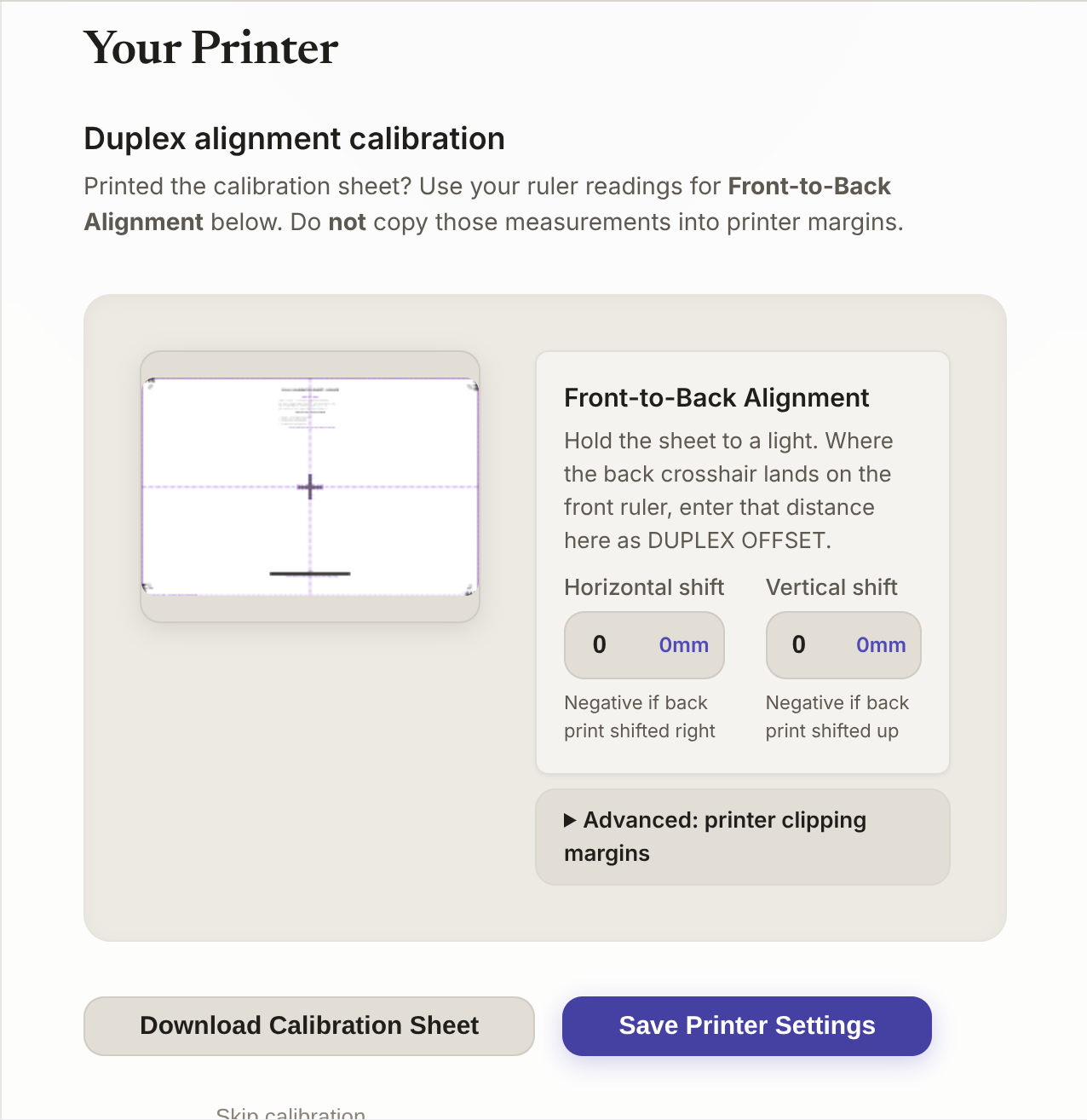 Duplex alignment calibration